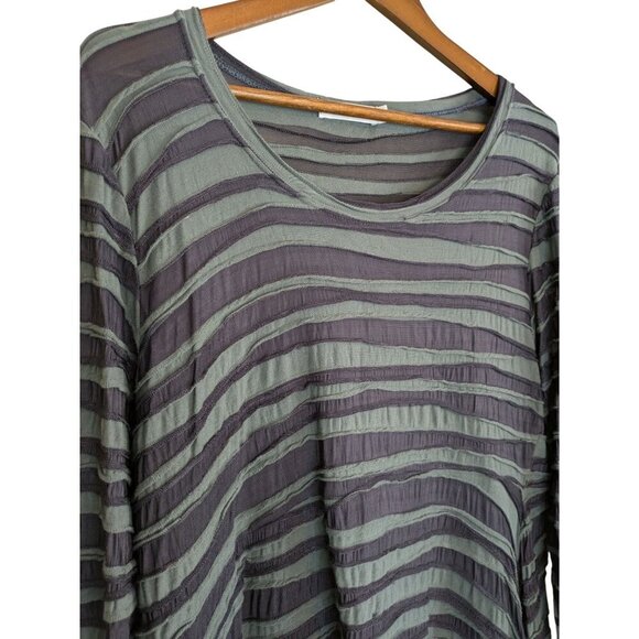 Cut Loose Asymmetrical Mesh Tunic Top Size XL Gray Lagenlook Textured Stretch - Picture 2 of 8